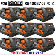 PACK For Ridgid R840087 8.0Ah 8Ah Lithium Battery 18 Volt R840085 Power Tools