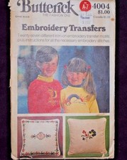 Butterick pattern 4004 - vintage 1970s Embroidery Transfers - 27 different iron-