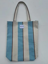 Madewell Blue Striped Reusable Canvas Tote Bag 13x16