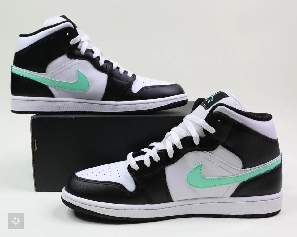 Nike Air Jordan 1 Mid Green Glow White Black Shoes Men's Size 11.5 (DQ8426-103) - Image 2 of 4