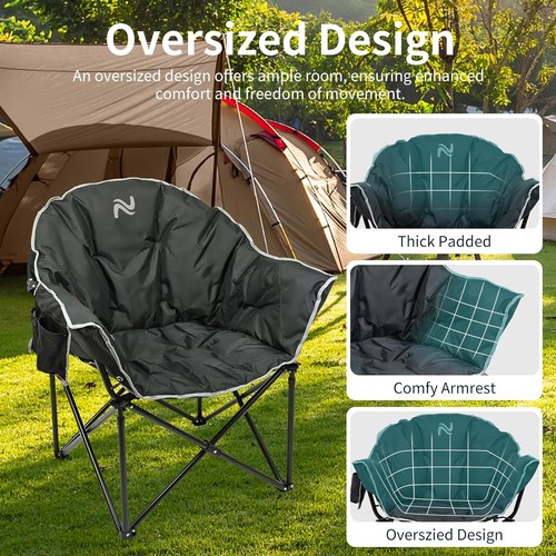 SLSY Oversized Camping Chair Outdoor Portable Chairs 500 lbs with Side Pocket - Picture 9 of 60