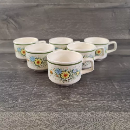 Set Of 6 Lenox Floral Fantasy Temper-Ware Mug Coffee Cups ~ Vintage 1978