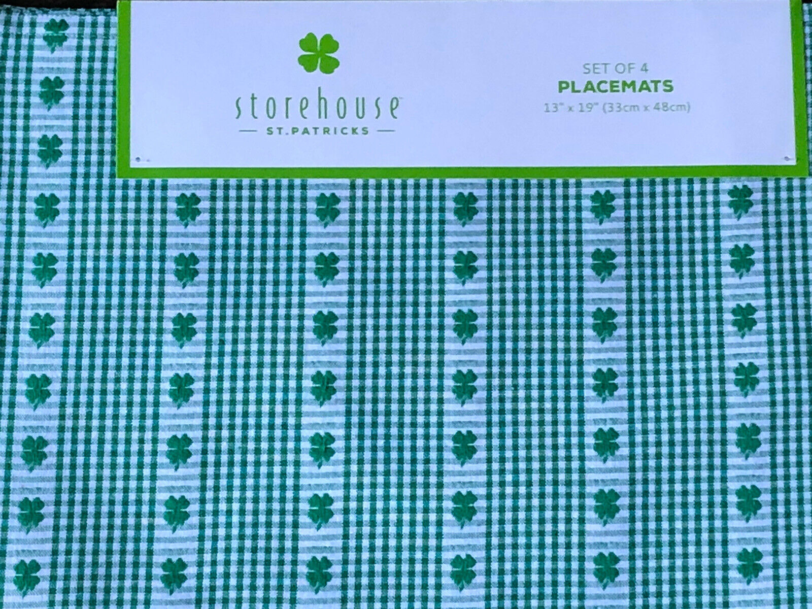Storehouse St. Patrick's Day Irish Clover Gingham Green Set At the price 5 popular 4 Placemats
