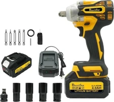 20V MAX Cordless Impact Wrench Kit,3/8" Brushless Motor High Torque Impact Gun,4