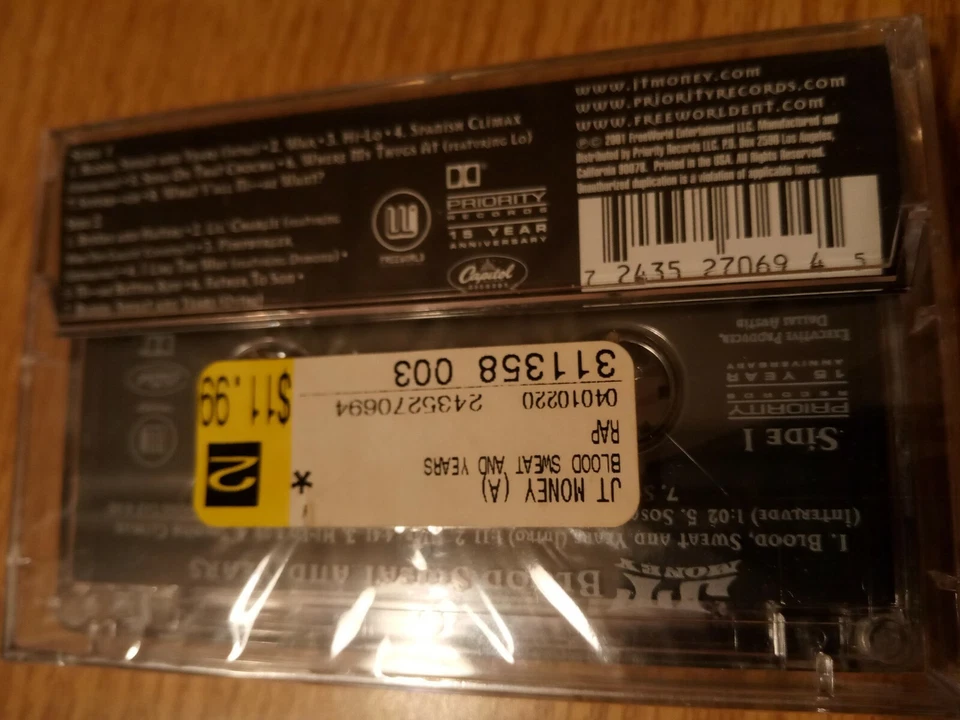 JT Money Blood Sweat And Years Cassette Tape SEALED 2001 Rap Hip Hop Florida  Foto 3 de 4