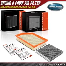 Engine & Activated Carbon Cabin Air Filter for Jeep Cherokee 14-18 2.4L 3.6L