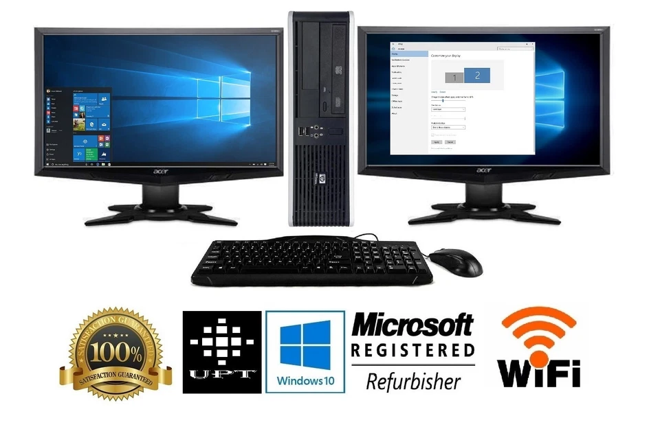 Dell or hp Desktop PC Computer Core i3 500GB 8GB DUAL 24" LCD WiFi Windows 10 - Image 2 of 4
