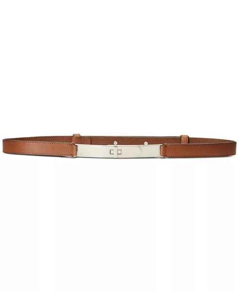 ベルト LAUREN RALPH LAUREN Woman Belt Natural 412968766 004 Ralph Lauren women's Turn-Lock Leather Skinny Belt - size XL