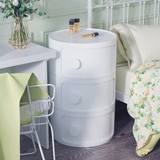 Bedside Cabinet Table 3 Drawer White Nightstand Corner Unit Bedroom Storage Rack
