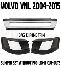 Volvo Vnl Truck Chrome Bumper Set Left Right Center Without No Fog Light Cut Out