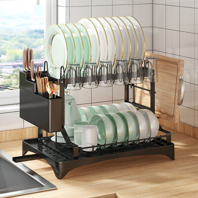 2 Tier Over The Sink Dish Drying Rack Dish Rack Above Kitchen Shelf Dish Drainer