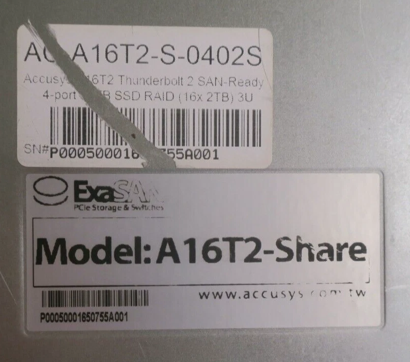 Accusys ExaSAN A16T2-Share Thunderbolt 2 SAN 3U Storage Array + 15 x 1.92TB SSD - Image 4 of 4