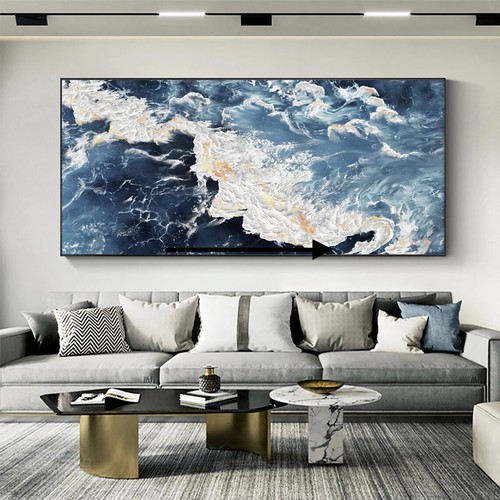 Sea Canvas Oil Painting Blue Sea Wall Art Canvas Unframed Print Art - Picture 3 of 4