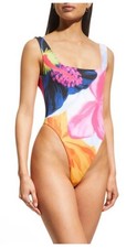 NWT 300 SZ L MARA HOFFMAN FLORAL STRIPED ONE PIECE