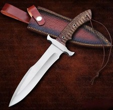 Handcrafted Bowie Knife 14" Carbon Steel Hunting Knife w/ Leather Sheath