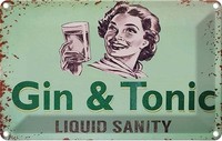 Blechschild 12X18 Cm Alkohol Gin & Tonic Liauid Sanity Deko Geschenk Metall Schi