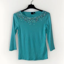 Rafaella Women’s Top Bling Accents 3/4 Sleeves