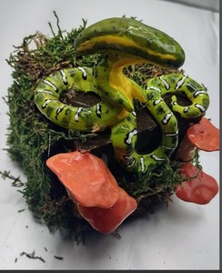 Handsculpted and hand painted xenomorph figure| Emerald tree boa hybrid
