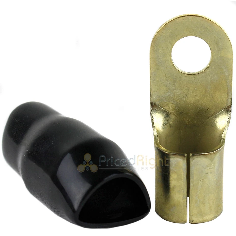 Bullz Audio Ring Terminals 1/0 Gauge 5/16" Hole Gold Plated Black 10 Pack BRT0B - Image 3 of 4