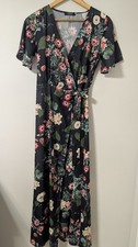 Black Floral Wrap Dress Small New