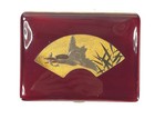 Antique Japanese Enamel Cigarette Case with Flying Bird & Fish