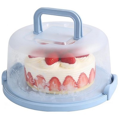 FEOOWV Plastic Small Cake Carrier Holder Round Container with Handle Suitable