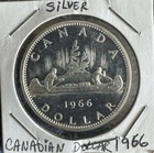 1966 & 1967 Canadian Silver Dollar, Uncirculated 80% Coin. Lot Of 2. AU BU