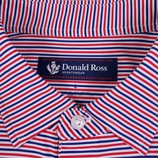NEW Donald Ross Men's Striped Golf Performance Polo Shirt Size L (Fit L or LT)
