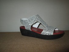 ARCHE Cheetah Print Nubuck T-Strap Open Toe Slingback Wedge Sandals ~ 41