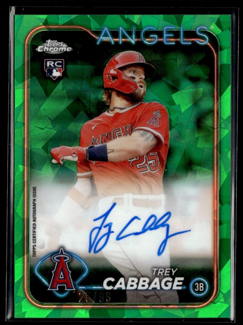 2024 Topps Chrome Sapphire Green Trey Cabbage RC Auto /99 Los Angeles Angels