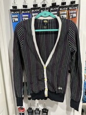 Stussy Striped Button Cardigan Sweater Size M