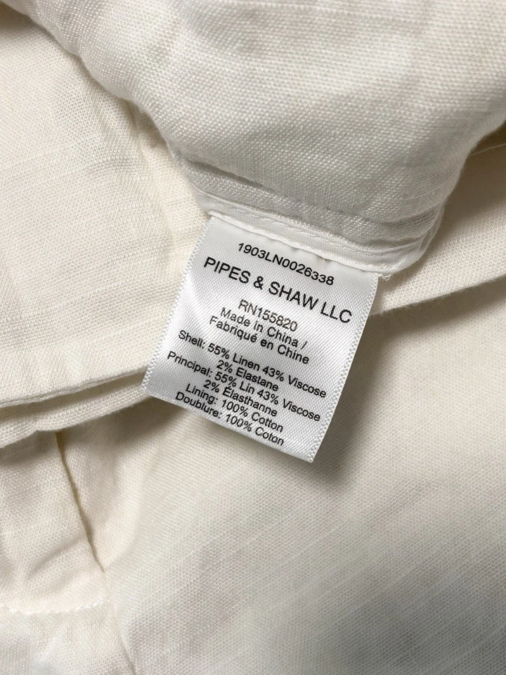 Pantalones Cortos VERONICA BEARD GWEN Marfil Blanco LINO Mujer’s Bolsa de Papel de tiro alto Talla 14 Foto 4 de 4