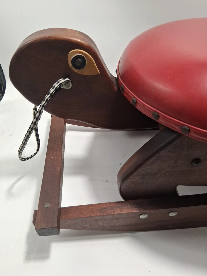 Vtg Hand Crafted Ooak Wood custom Turtle Rocking Stool Or Ride on Look Kid Toy - Image 3 of 4
