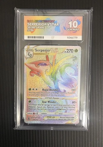 Pokémon TCG Serperior VSTAR Silver Tempest 196/195 Rainbow ACE 10