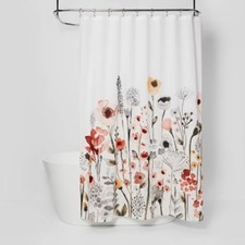 Watercolor Floral Shower Curtain Rust/Gray
