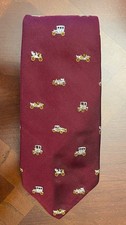 Brooks Brothers Burgundy Car Motif Silk Tie Vintage Auto Print Woven England