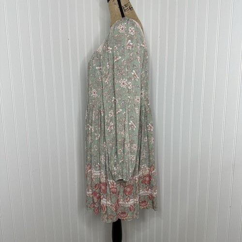 Vestido midi floral caballete talla M manga larga cuello cuadrado cottagecore pradera boho - Imagen 8 de 14