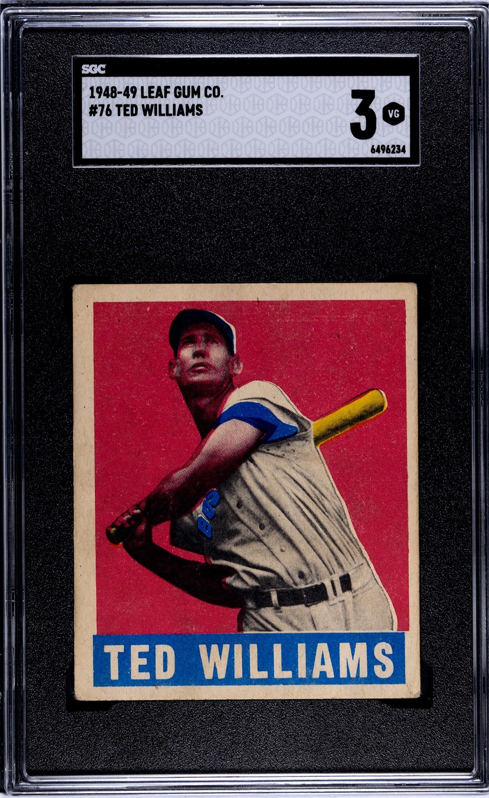 1948 Leaf #76 Ted Williams Boston Red Sox HOF SGC 3 VG REALLY NICE EXAMPLE