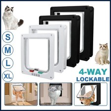 4-Way Locking Pet Flap Door - Secure Cat Dog Gate for Interior Exterior Doors