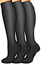 3 Pairs Medical Compression Socks for Women and Men 20-30 mmHg Knee High Socks