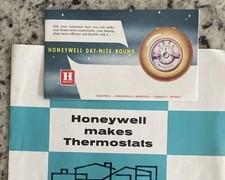 2- Vintage 1970s Honeywell Round Thermostat B...