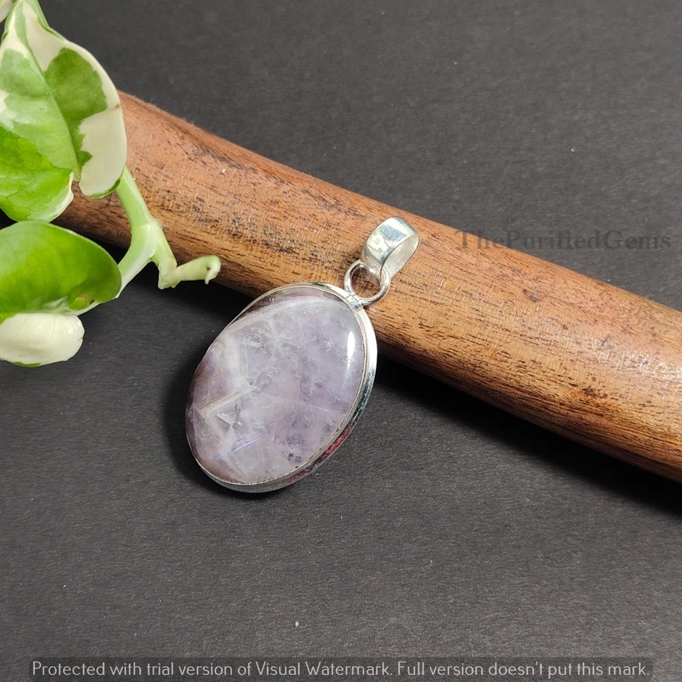 Elegante ametista 925 folheado a prata pingente joia vintage ~ Colar adorável - Imagem 2 de 4