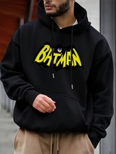 Justice League Men'S Plus Size Hoodie - Batman Graphic Print Oversized Sweatshir