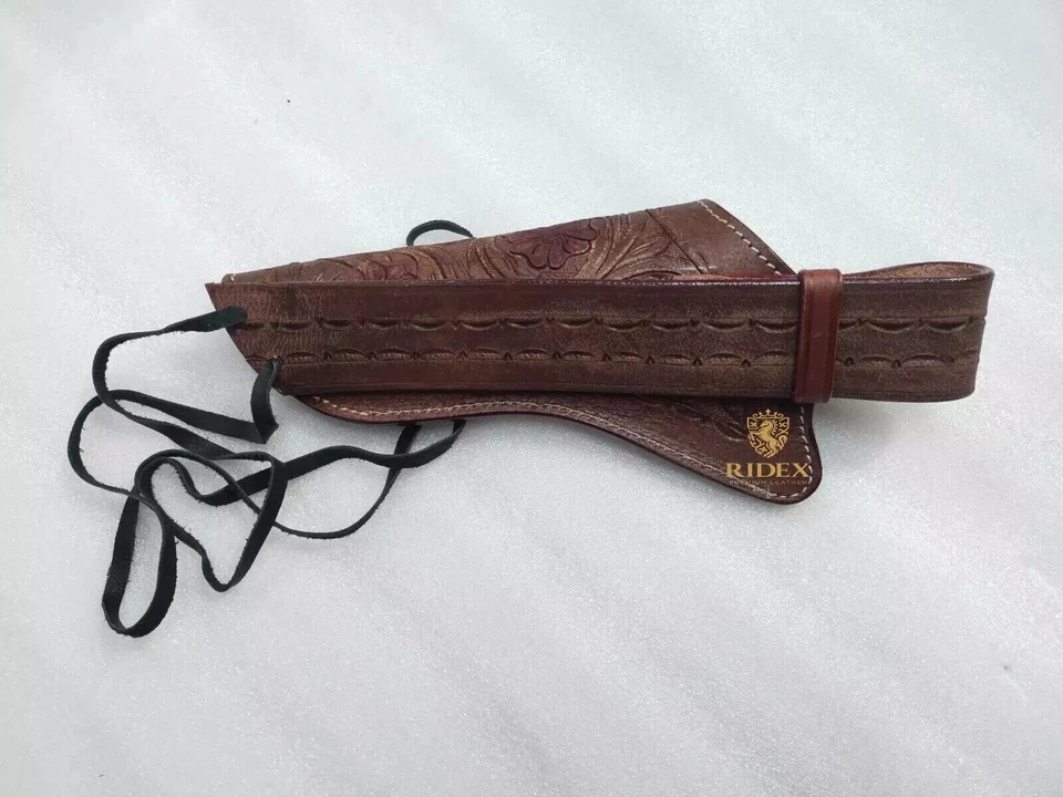 Pistolet revolver classique Western HandCraft en cuir usiné. - Photo 2/4