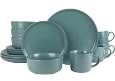 16pc Stoneware Dinnerware Set Emerald Green- Microwave And Dishwasher Safe