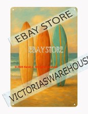 Surfboards beach tin sign coastal summer wall decor