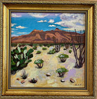 Big Bend Desert Landscape Original Acrylic Painting 8x8 Framed Texas Art