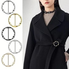 5Pcs Fashion Metal round Circle Clip Buckle Shawl T-Shirt Tie Clip Brooch Waist