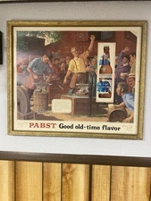 Pabst Blue Ribbon Beer SIGN Pabst at Popular Prices Blacksmith Framed $