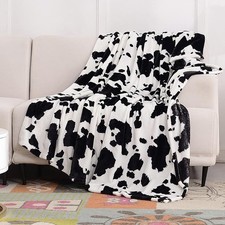 Cute Cow Pattern Flannel Throw - 60x80 Inch Soft Warm Blanket for Kids Sofa